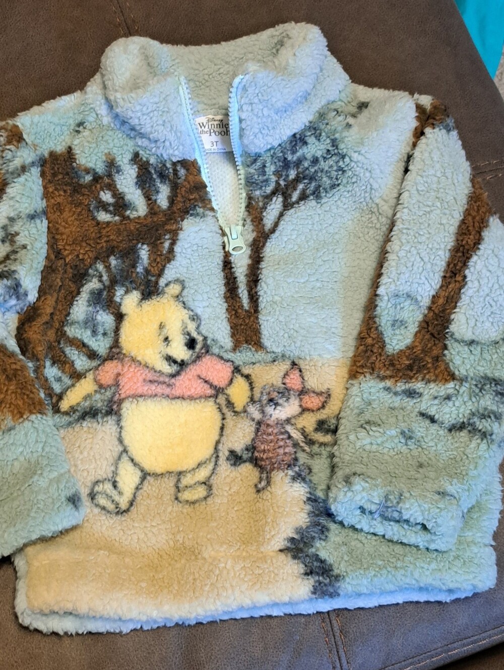 Disney Winnie the Pooh Sherpa 100 Acre Woods Piglet 3/4 Zip Jacket Top Coat 3T